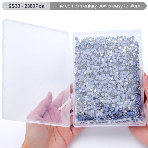 Image of Hotfix Rhinestones Bulk 2880PCS SS30 (6.3-6.5mm), Crystal Glass Rhinestones for Clothes, Tumblers, Shoes DIY, Heat Transfer Flatback Gems for Crafts & Decoration