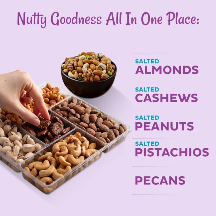 Miniatura 4 de Oh! Nuts Bandeja de nueces seccionadas, almendras, anacardos, cacahuetes, pistachos y nueces, bandeja de regalo de nueces variadas saludables y