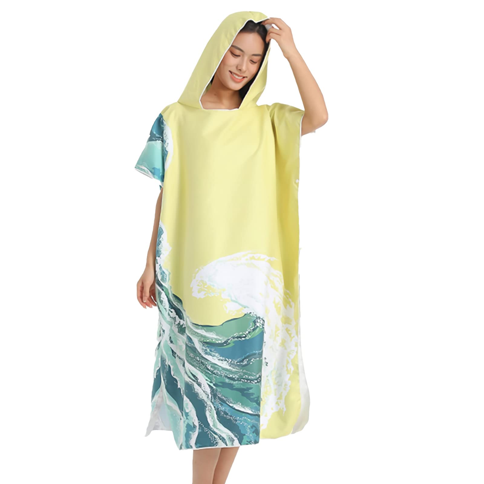 LumiSyne Umziehhilfe Mit Kapuze Damen Herren Bunte Gedruckte Übergroße Mikrofaser Handtuch Schnelltrocknend Bademantel Leicht Kompakt Handtuch Poncho Für Strand Surfing Schwimmen Neoprenanzug Wechseln
