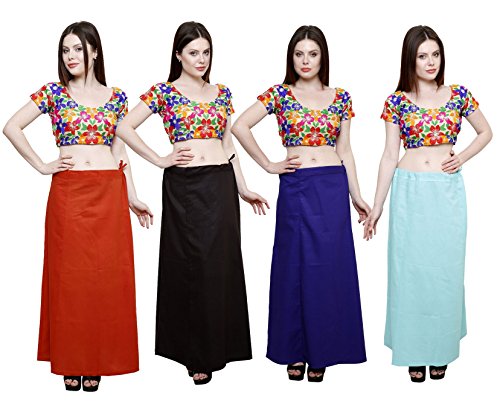 Image of Pistaa's combo of Women's Cotton Best Plain Solid Indian Readymade Inskirt Saree petticoats