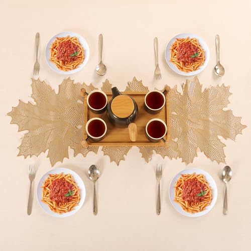 Image of Homerz Premium Table Runner, PVC, Size- 92x34 cm | Waterproof, Heat Resistant, Non-Slip, Easy to Clean Soft Table Runner for Coffee Table, Dining Table and Centre Table. (Leaf)