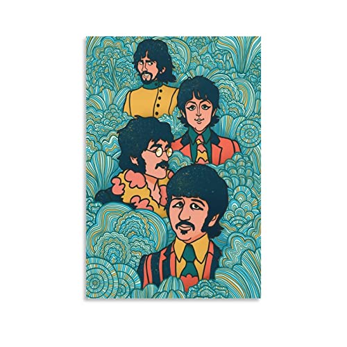 LORGL Poster décoratif sur toile The Beatles – Pour chambre à coucher – 50 x 75 cm - Les Beatles, Paul McCartney, John Lennon, RIngo Starr, George Harrison LORGL Poster décoratif sur toile The Beatles - Pour chambre à coucher - 50 x 75 cm