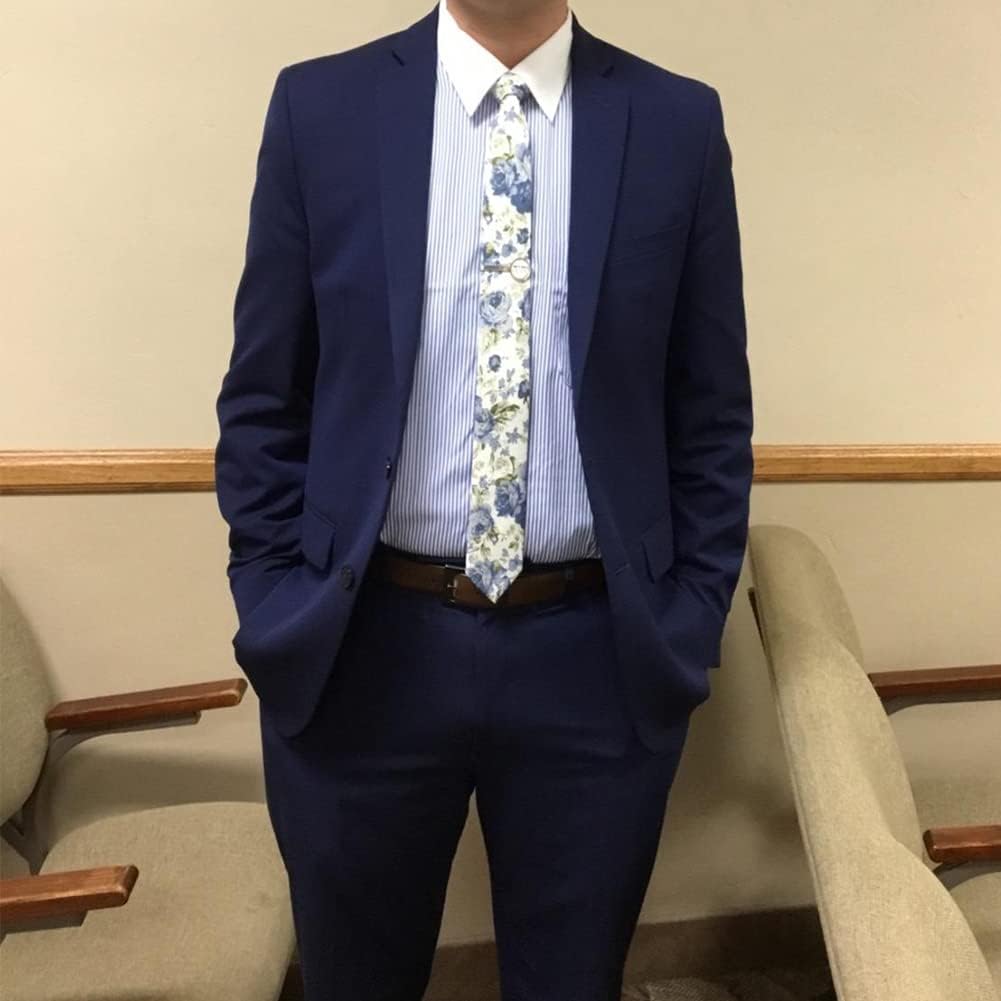 Mantieqingway Men's Cotton Floral Neck Tie 2.56'' Printed Skinny Tie - Image 3