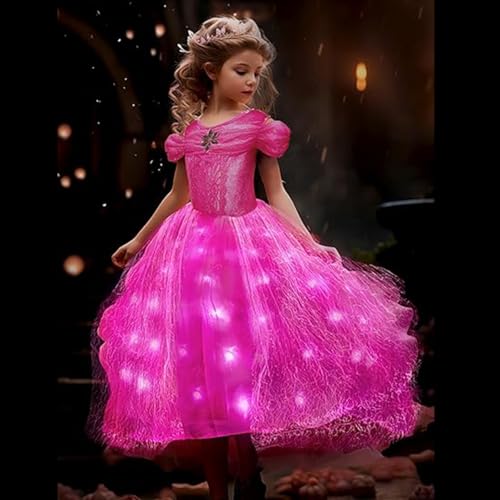 Girls Light Up Pink Princess Dresses for Toddler Kids Teens Princess Puffy Tulle Dress Halloween Cute Birthday Party2