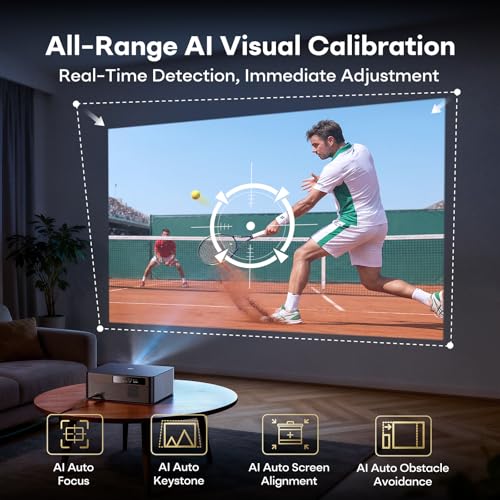Image of 3000 ANSI Google TV Smart Projector - 4K Projector with WiFi and Bluetooth, 20W HiFi Speakers Outdoor Movie Proyector, Auto Focus & Keystone Projector for Home Theater Indoor