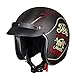 VCOROS Helmet Peak Shield Open Face Retro Motorcycle Helmet Sun Shade Protector Black Shield（Black