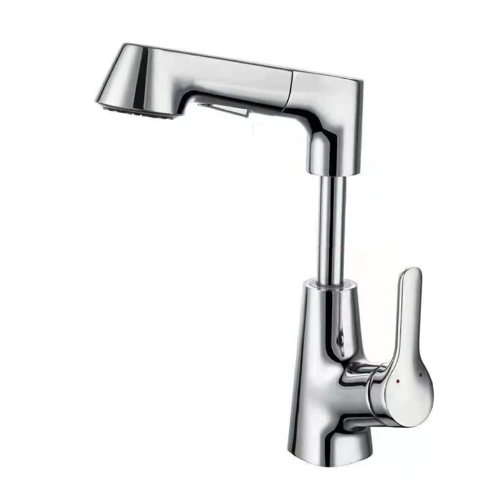 Nvsfzgiyg Plating Bathroom Sink Faucet With Pull Out Sprayer Dual Mode Mixer Tap For Hot And Cold Water Liftable Single Handle Lavatory Down Hole Basin,Black(Plating)