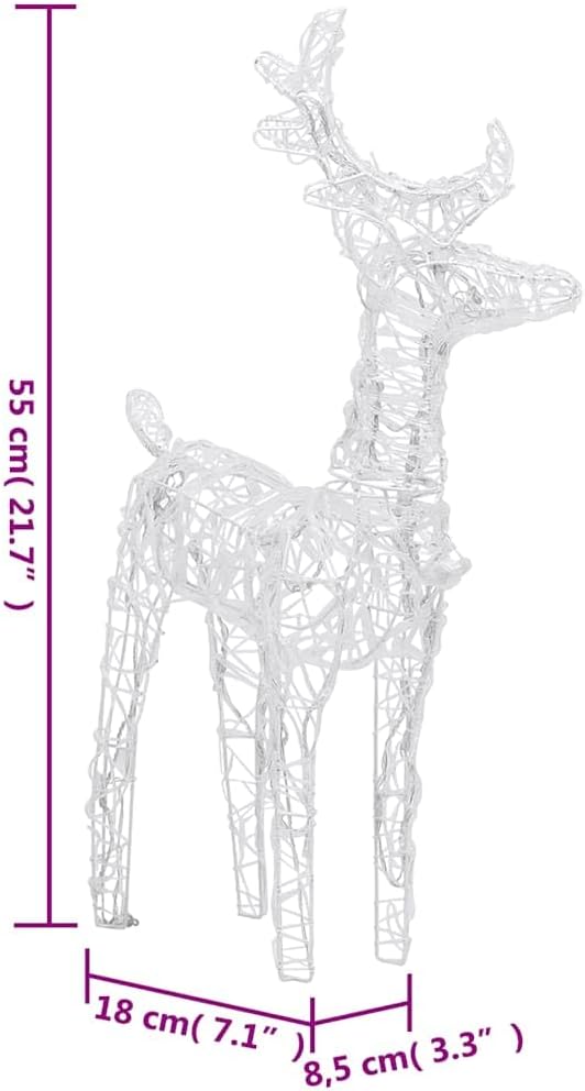 vidaXL Lighted Christmas Reindeer & Sleigh Set, Xmas Outdoor Yard Decoration with 160 LED Lights, Fabric & Steel Christmas Ornaments with 8 Light Modes, Multicolor