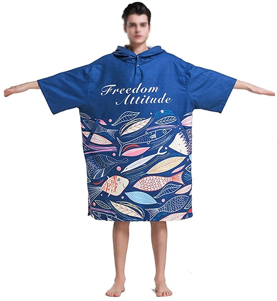 Poncho De Surf Poncho Playa Toalla Deportiva Toalla de Playa Wrap para Adultos de Secado rápido cambiable Albornoz de Playa Toalla de baño Capa de Buceo Deportes acuáticos Bata Deportiva LSDRALOBPO
