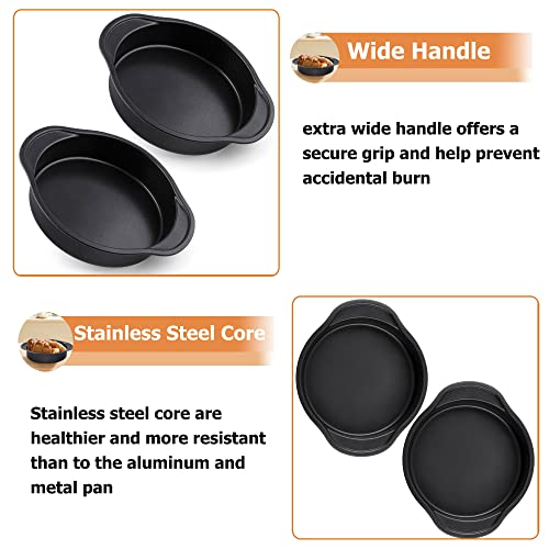 Lianyu 8 Inch Round Cake Pan Set Of 3, Nonstick Happy Birthday Cake Pan With Wider Grips, Stainless Steel Black Layer Cake Pan For Christmas Baking Wedding, Non Toxic Coating & Easy Release #TOP1