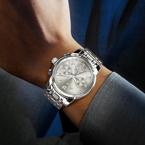 Taxau Men's Chronograph Watch Quartz Stainless Steel Wrist Watch with Date Multi-Function Luxury Dress Watch for Men - Image 6
