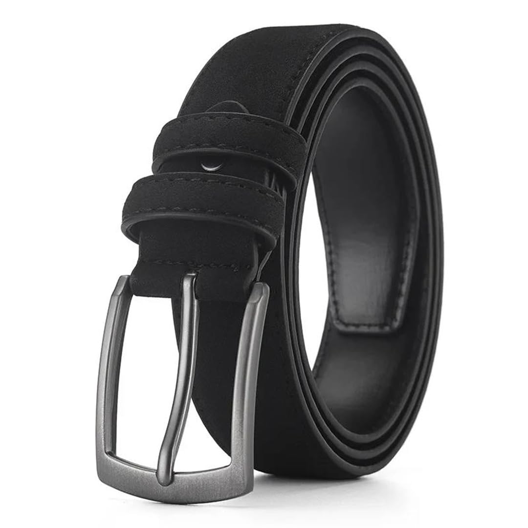 Yeuyyben Cinturón de piel sintética para hombre, con hebilla de metal, casual, para negocios, jeans
