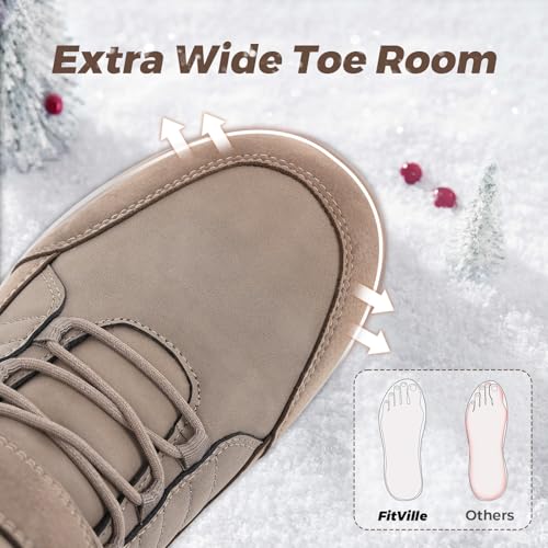 Image of FitVille Wide Width Mens Winter Boots Fur Lined Extra Wide Snow Boot Lightweight Non Slip Outdoor Mens Diabetic Shoes for Flat Feet