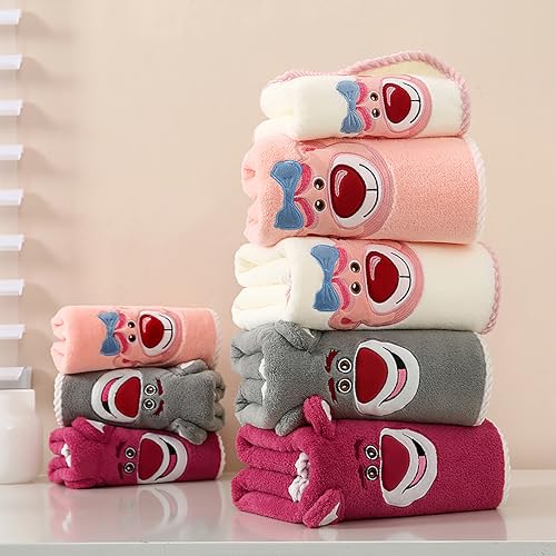 Image of Lotso Bear Bath Towel for Kids Oversized Microfiber Beach Towel Lightweight Quick Dry (30x60 Inches) (Strawberry)