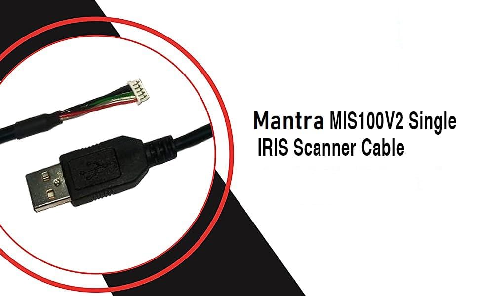 Image of USB Cable 2.0 Biometric Scanner Mantra Cable, Replacement Cable for Mantra MFS100 (USB 2.0), 1.5M, Black