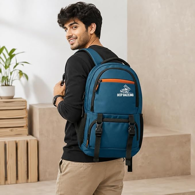 Image of Large 40L Laptop Backpack For Men & Women With Bottle Pocket | Padded Shoulder Straps, Multi Compartments | Travel & College Bag | Water-Repellent,