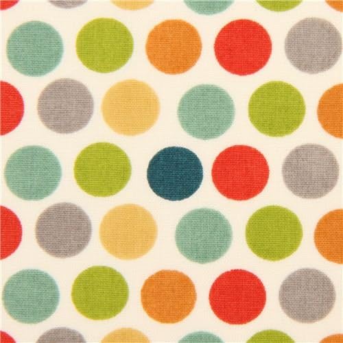 colorful polka dots organic knit fabric birch USA (per 0.5 yard multiple)