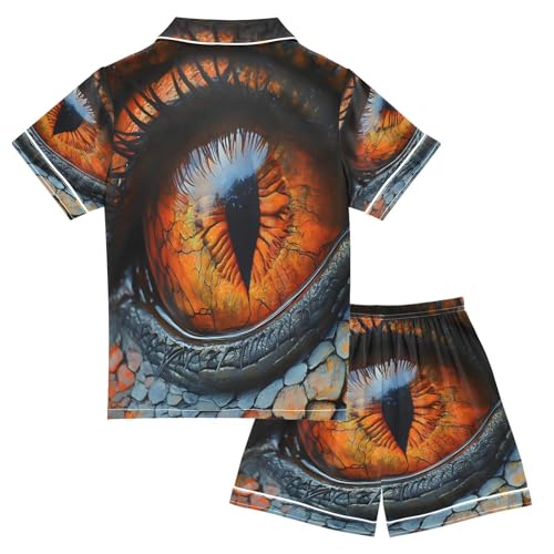 ALAZA Dragon Eye Satin Pajamas Set Short Sleeve Button Down Sleepwear Summer Pjs 2 Piece2
