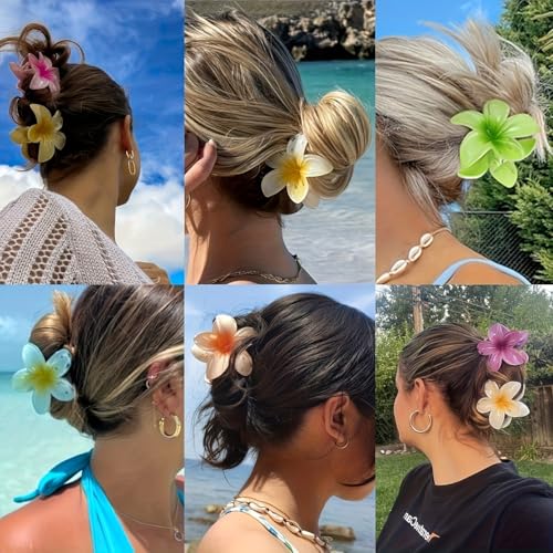 Image of Cerrito 6 Pcs Colorful Flower Small Hair Claw Clips for Women & Girls, Gradient Lily Design, Strong Hold, Lightweight, Cute & Stylish Hair Accessories for Daily Use, Travel, Gifting, Multicolor