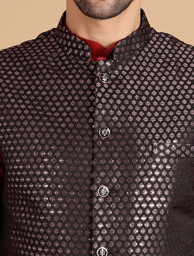 Image of men's Silk Blend Kurta Pejama & Waistcot Set
