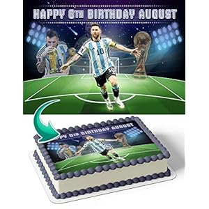 Leo Messi Argentina Edible Cake Image Topper Personalized Birthday Cake Banner 1/4 Sheet