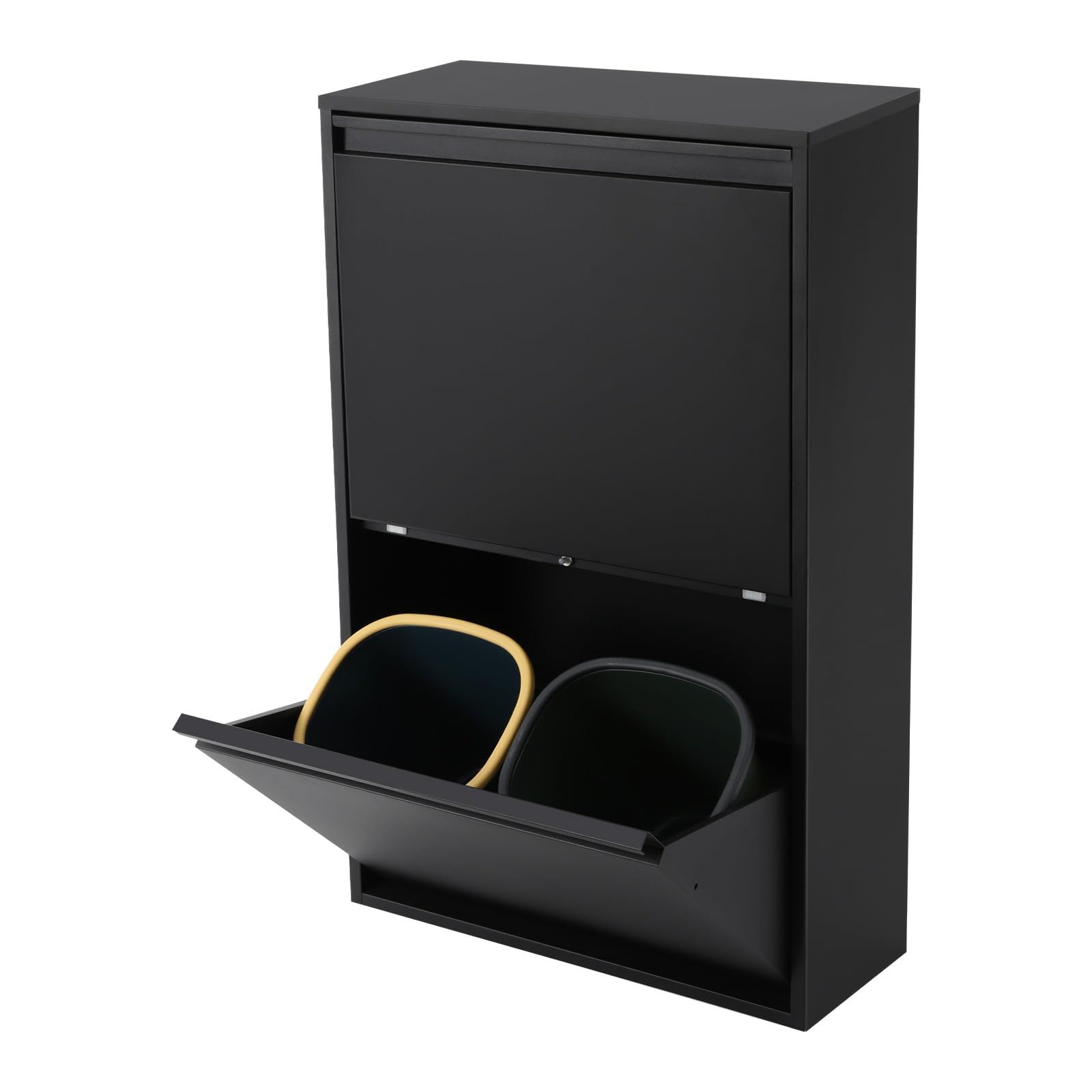 Cubo de basura para cocina, montaje en pared, con cubo interior extraíble, 4 x 15 L, color blanco