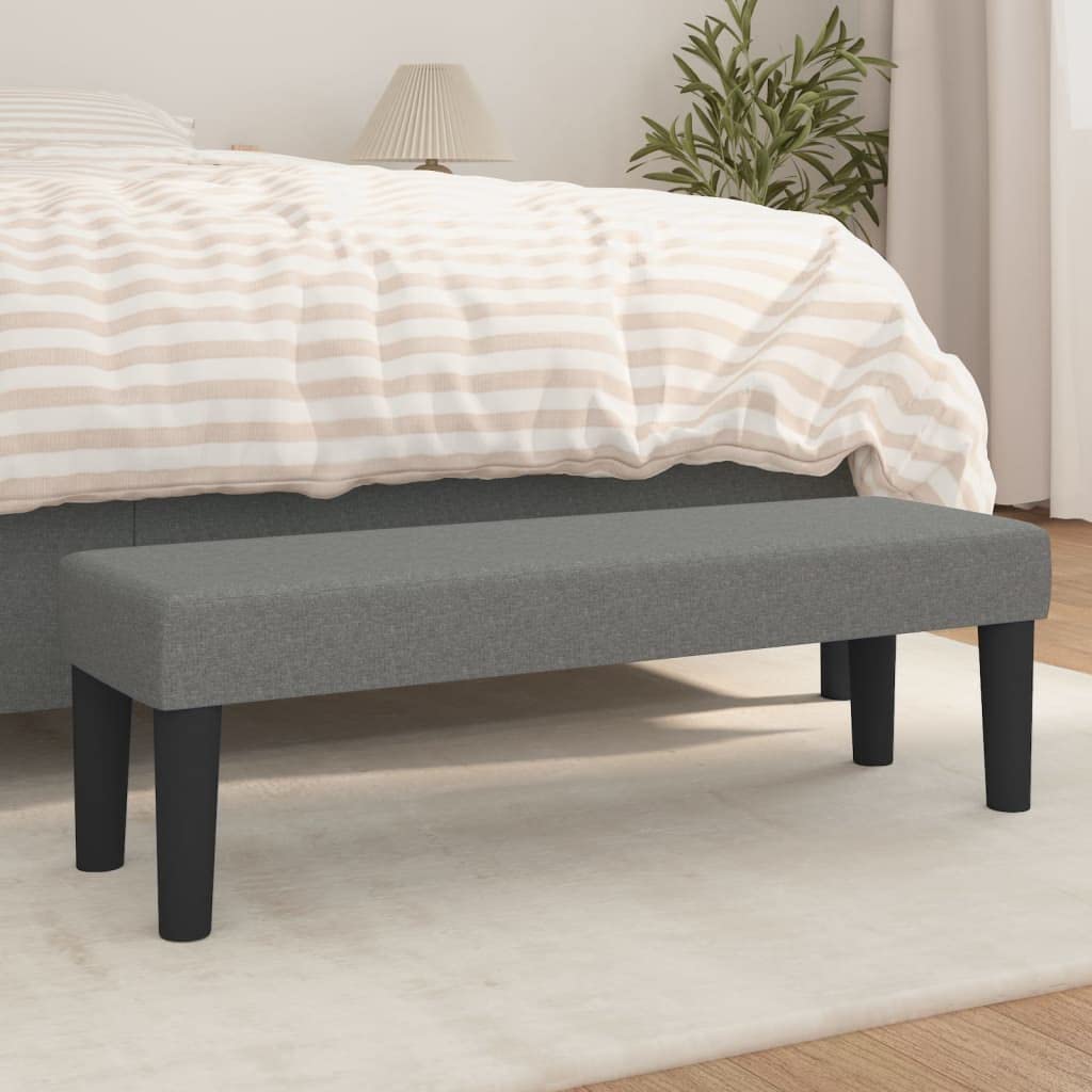Ciemnoszara ławka do siedzenia 100 x 30 x 30 cm, materiał z tapicerką, wszechstronne zastosowanie jako ławka na łóżko, skrzynia lub ławka garderobiana w salonie, przedpokoju lub sypialni