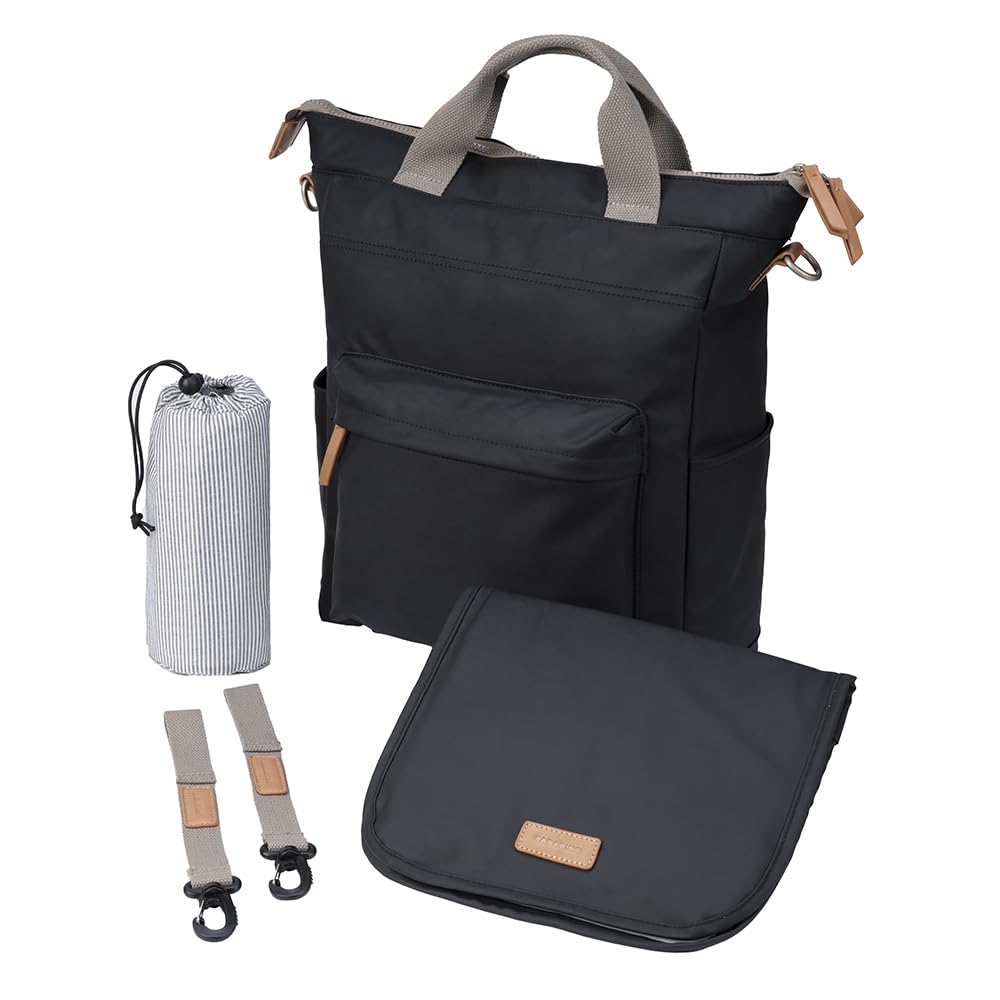 baba bing Unisex Multi-Functional Changing Bag - Black - Waterproof Baby Changing Bags | Convertible Changing Bag Backpack, Tote, Over the Shoulder | Stylish Nappy Bags