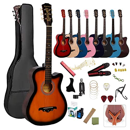 アコースティックギター 初心者18点セット 38インチ 入門練習ギター 学生 子供 大人用 初級ギターセット 初心者入門用 アコギ クラシックギ
