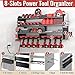 VeyFolzin.st Large Power Tool Organizer Wall Mount with Charging Station, 4 Layer Heavy Duty Metal Cordless Tool Organizer, Tool Storage Rack with 8 Cordless Drill Holder Screwdriver Hammer(Black)
