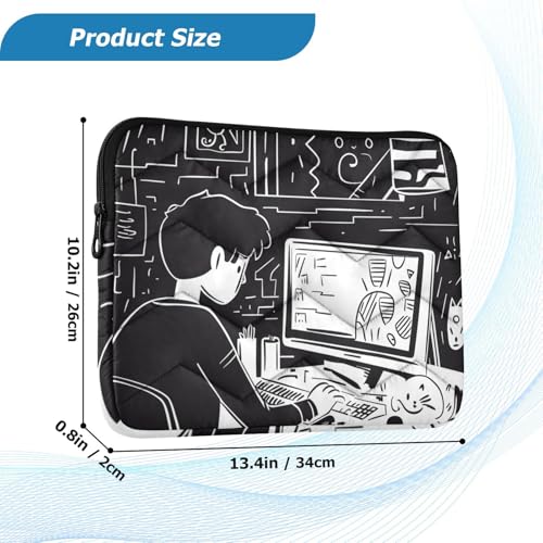 Funda para portátil 13-14 pulgadas estilo cómic blanco y negro miniatura 3