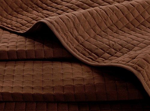 Full Brown Solid Color Box Stitch Quilted Bedspread Coverlet 86 By 86 Inches Plus 2 Standard Shams 20 By 26 Inch Breathable Reversible Bed Cover For Homes, Hotels, Motels, Rentals 4 Lbs #TOP7
