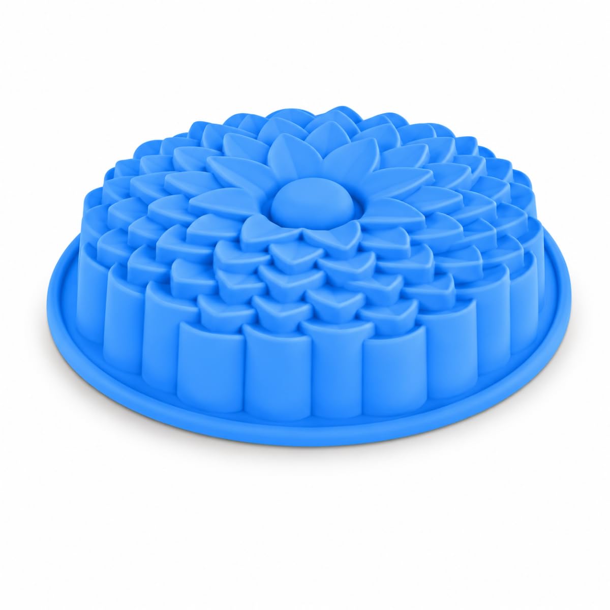 Forma de Bolo em Silicone 3D, Antiaderente, Formato Flor Girassol, para Forno, (AZUL)