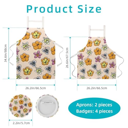 Tablier de cuisine floral multicolore taille unique avec 4 broches