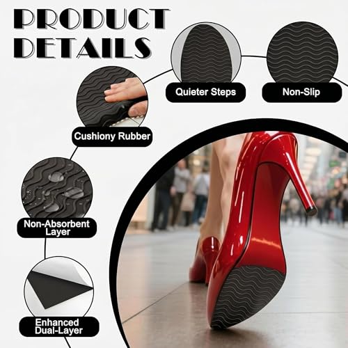 Image of 6 Pcs Shoe Sole Protector - Self-Adhesive Anti-Slip Grips for High Heels & Boots & Dress Shoes, Non-Slip Shoe Bottom Pads for Women (6 x 4 Inches, Black)