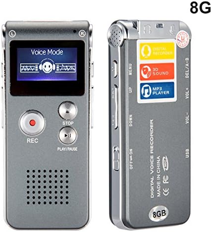 Digital Voice Recorder/VicTal 8GB Memory/Noise Reduction Double Microphone HD Recording Dictaphone /Mp3 Player with Mini Usb Port Built-In Speaker Premium Quality Aluminium Alloy Casing (Grey)