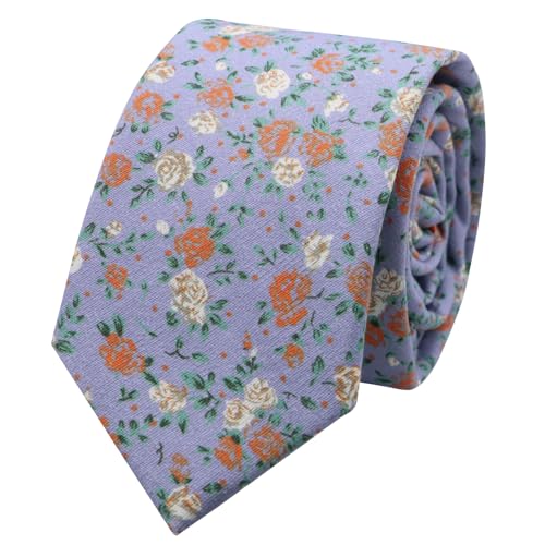 Image of Floral Ties Skinny Tie for Men, Cotton Mens Neckties for Weddings | 2.56'', floral, slim, soft and comfortable, men's neckties for casual, business, party, daily, dating