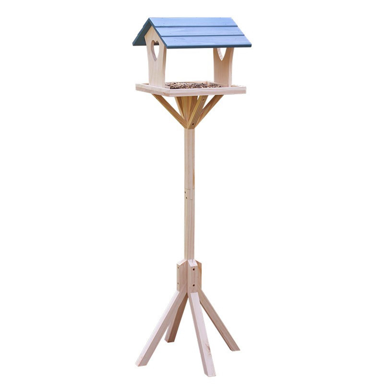 Comedero Pajaros Exterior, Comederos para Aves Silvestres, con Soporte, Madera de Pino, Fácil Montaje, para Jardín, Balcón o Terraza
