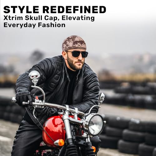 Image of XTRIM Unisex Helmet Skull Cap for Bikers & Cyclists, Cotton Head Cap, Hair Inner Helmet Cover Cap for Men, Sweat Cooling for Women, Skull Cap for Summer
