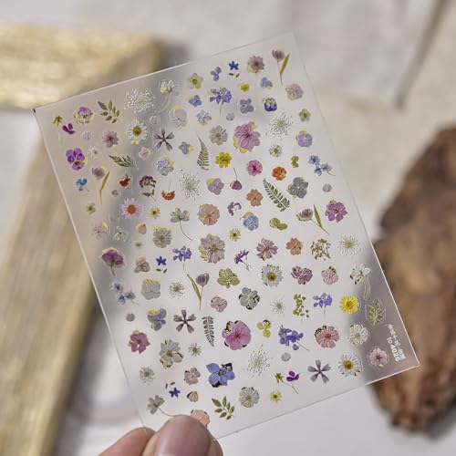 Image of Flower Nail Stickers for Nail Art Spring Nail Decals 5D Embossed Self-Adhesive Nails Charms Floral Nails Design Supplies Decoration Accessories for Women 1 Sheets