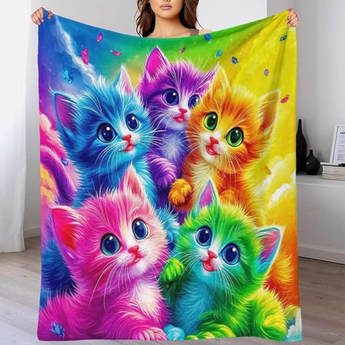Couverture chat impression 3D en microfibre douillette de 127x152 cm pour lit et canapé - 6