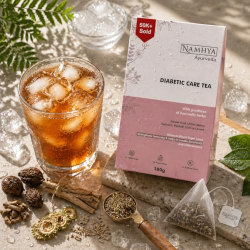 Image of Namhya Diabetes Care Herbal Tea | Loose Leaf, Paneer Dodi Bitter Melon Guduchi | Supports Blood Sugar Control | Boosts Immunity and Improves Digestion | Ayurvedic Herbal Tea Pack of 2 | 100g Each