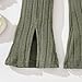 Aalizzwell Girls Clothes 5T Toddler Fall Winter Fashion Rib Knit Slit Pants Outfit Spring Clothing Army Green 5-6T