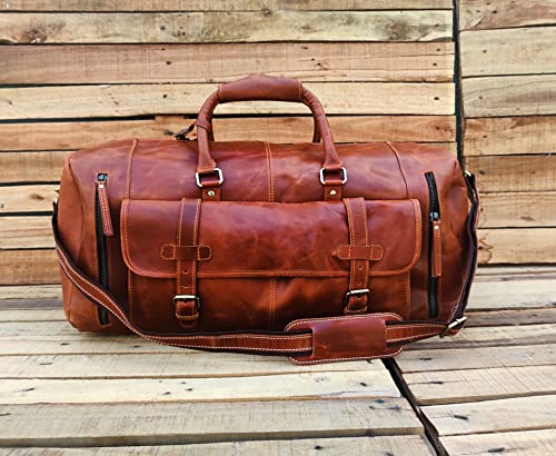 L & S Leather Travel Duffel Bags With Shoe Compartment for Men and Women Full Grain Leather Overnight Weekend Leather Luggage Sports Gym Duffle3