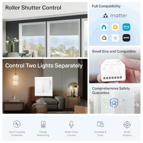 Tapo S112 6A 2 Channel WiFi and Bluetooth Smart Relay Switch,Shutter and Light Control with Power Consumption, Matter Compatible,Remote Control via App,work with Alexa, Google Home,No Hub Required - Image 4
