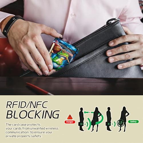 Image of Small Travel Wallets, Frog Smoke Slim Minimalist Front Pocket Wallet with Wristlet, RFID Blocking PU Leather Credit Card Holder with ID Window Change Purse for Men Women
