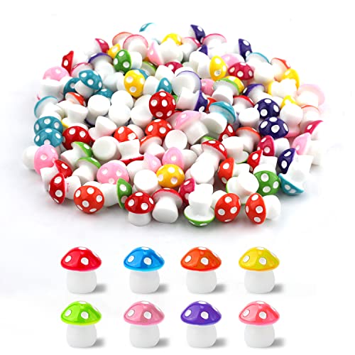 Luter 120uds Mini Hongos Resina, Champiñones Pequeños Fchampiñones Diminutos de Resina, Accesorios para Jardín Paisaje Bonsái Decoración de Tartas Decoración de Casa de Muñecas (8 Colores)