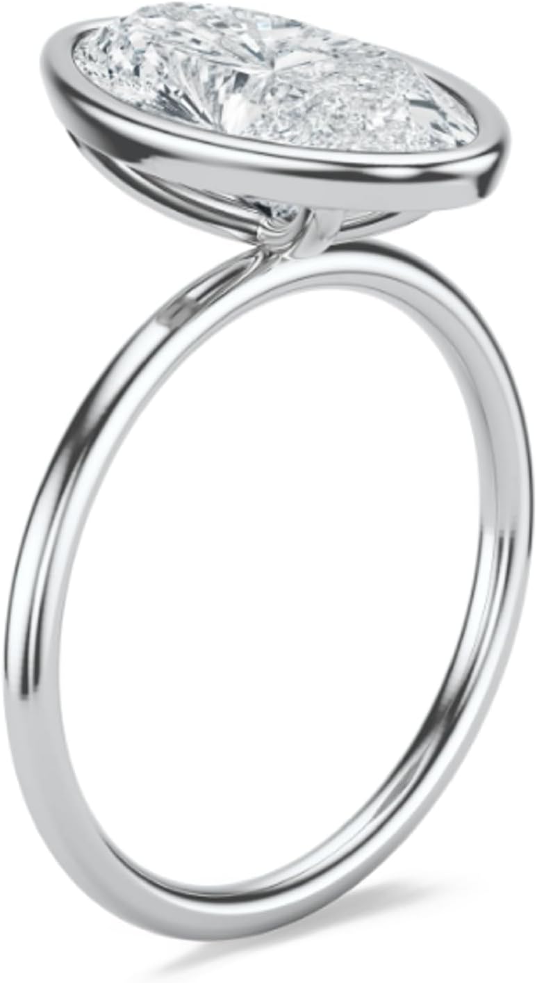 LOVE BAND 2CT-4CT Moval Cut Colorless Moissanite Engagement Ring, Wedding/Bridal Ring, Solitaire Halo Style, Vintage Antique Anniversary Promise Ring Ring for Her