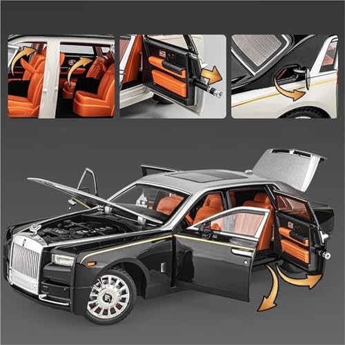 Modelo de Carro Escala 1:18 Rolls-Royce Phantom Negro miniatura 7