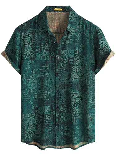 Image of JOTOOK Mens Hawaiian Shirt Short Sleeve Button Down Tropical Shirts Casual Floral Summer Beach Shirt